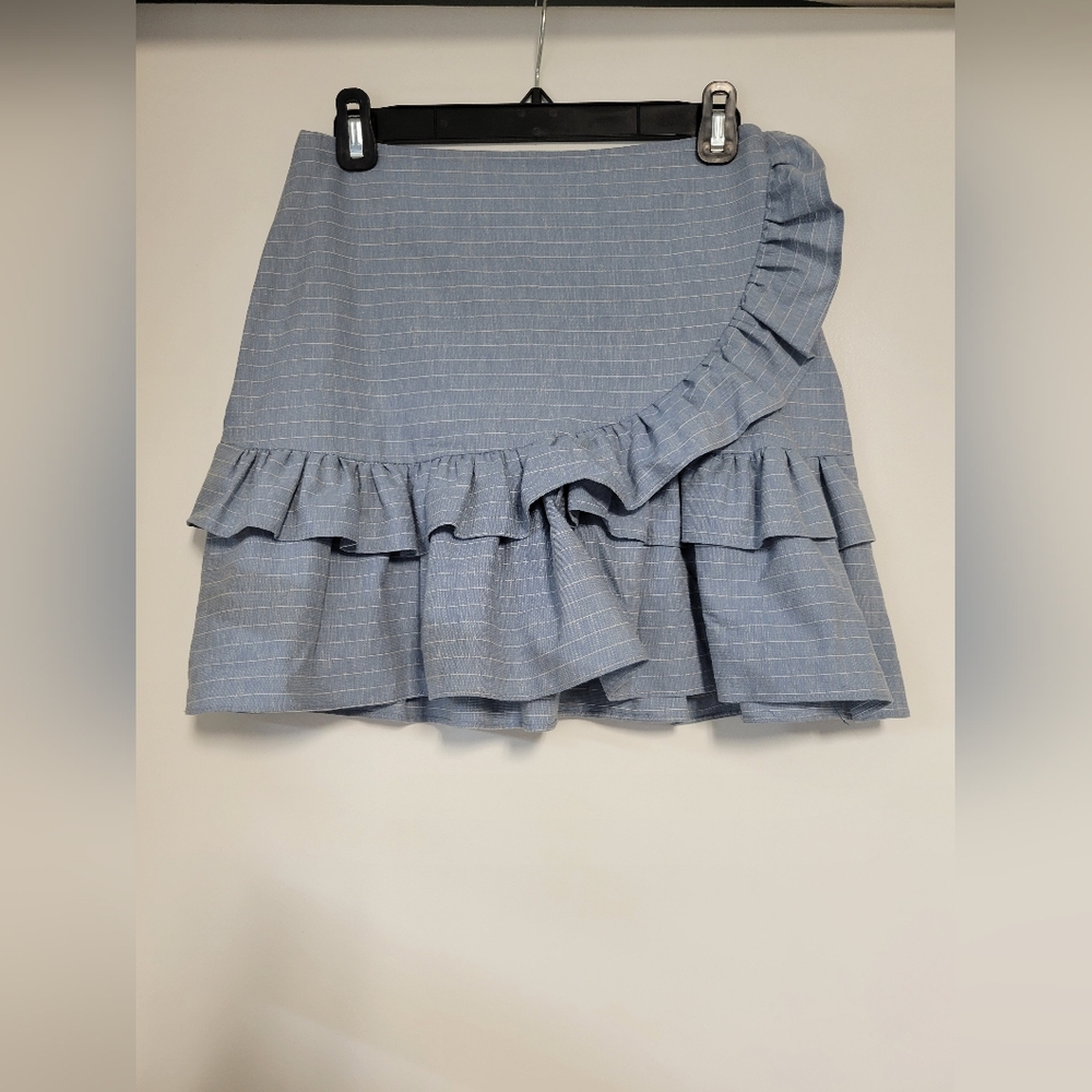 BCBGeneration Light Blue Ruffled Girly‎ Coquette Layered Women's Mini Skirt